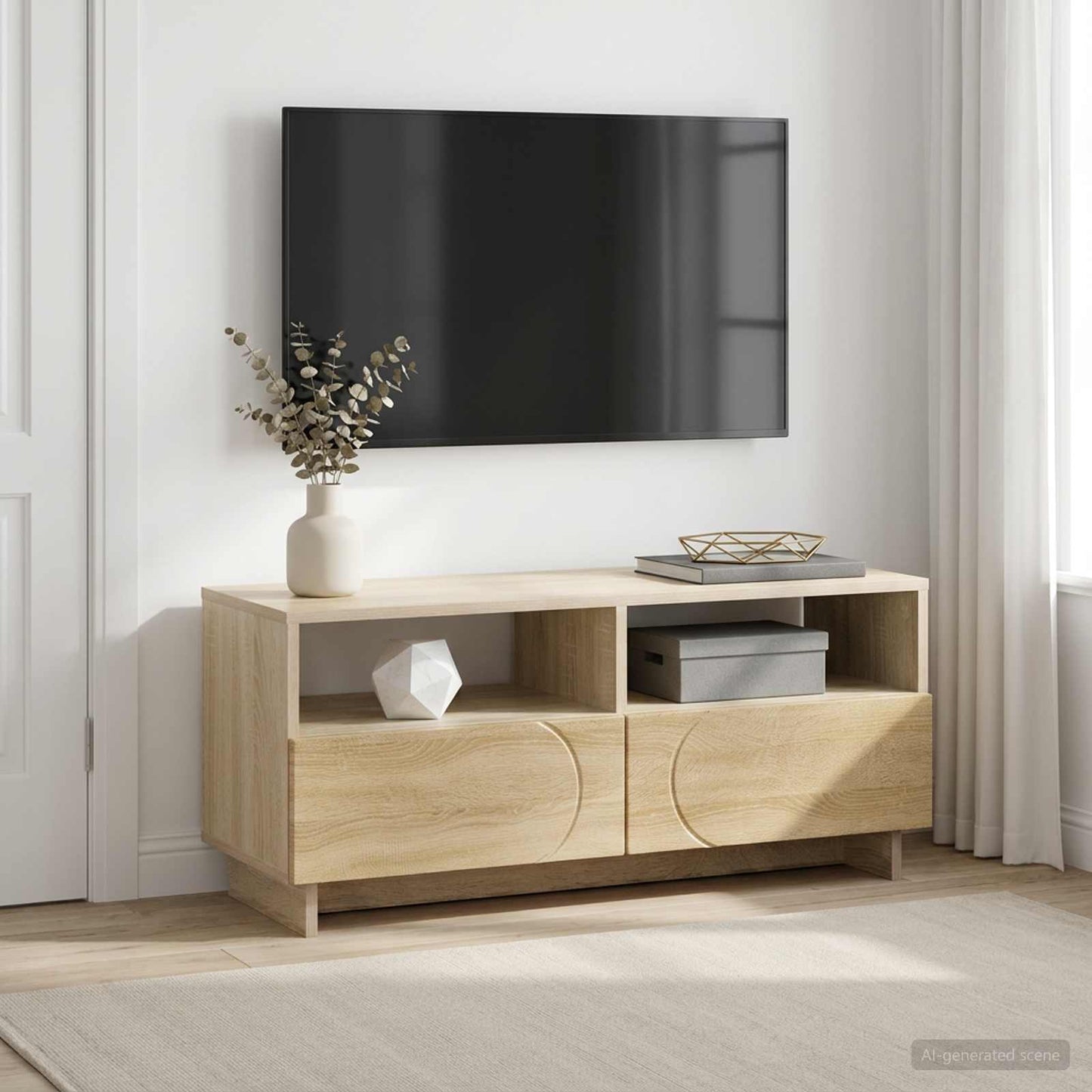 vidaXL Βάση TV 90 x 34.5 x 40 cm Γκρι Σκυροδέματος Επεξεργασμένο Ξύλο