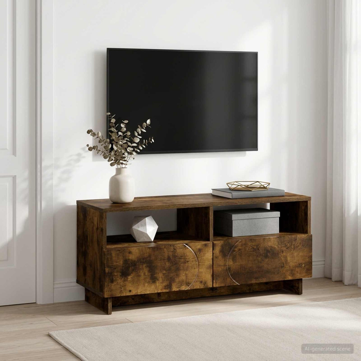 vidaXL Βάση TV 90 x 34,5 x 40 cm Καπνισμένο Ξύλο Δρυός