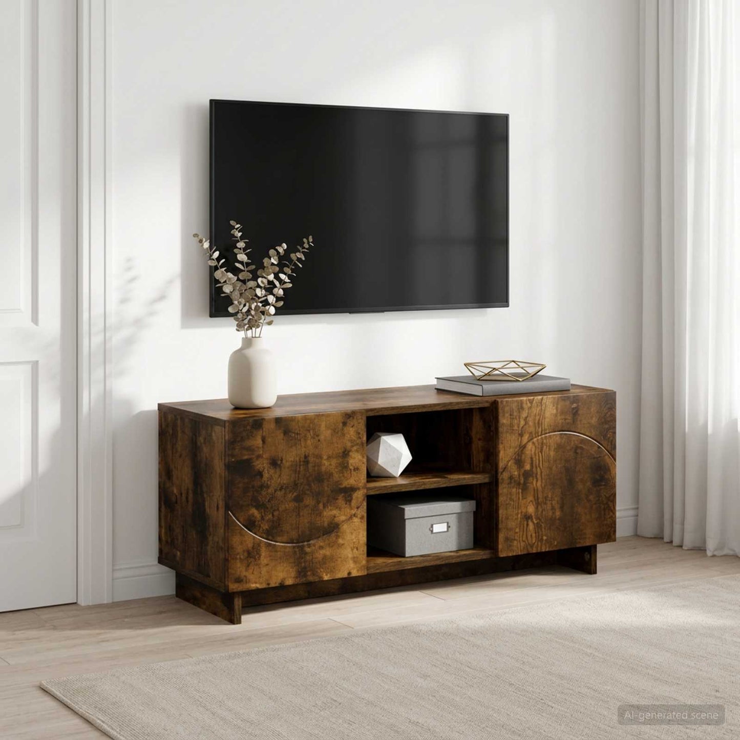 vidaXL Βάση TV 90 x 34.5 x 40 cm Καπνισμένο Ξύλο Δρυός