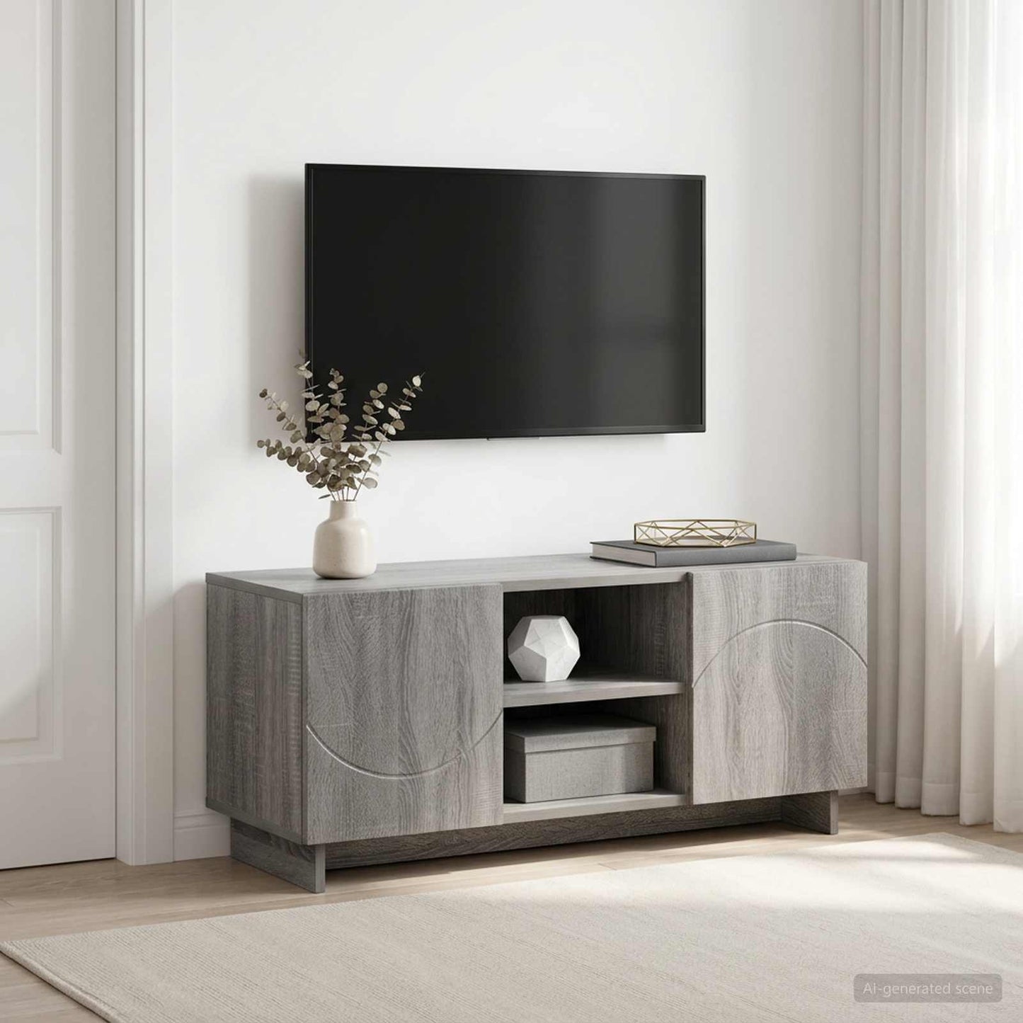 vidaXL Βάση TV 90 x 34.5 x 40 cm Γκρι Sonoma Επεξεργασμένο Ξύλο