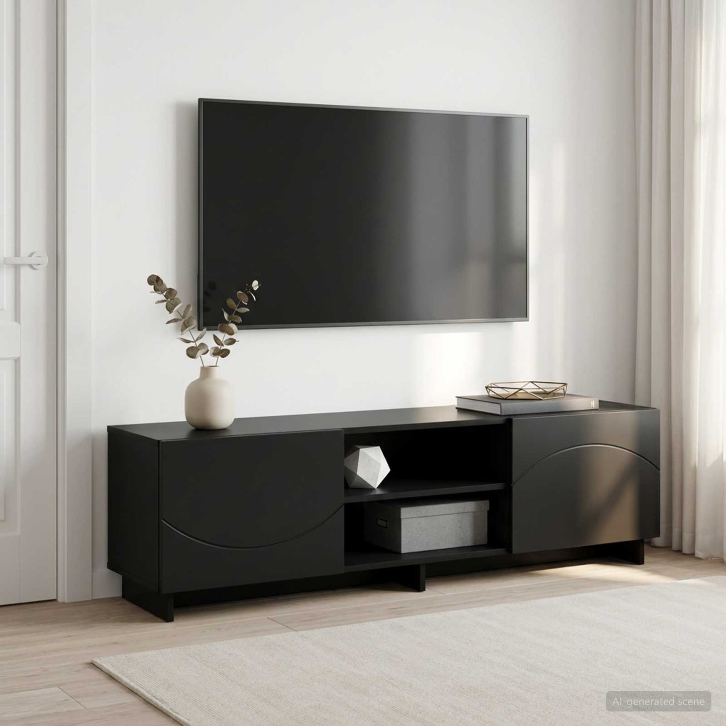 vidaXL Βάση TV 140 x 34.5 x 40 cm Μαύρο Επεξεργασμένο Ξύλο