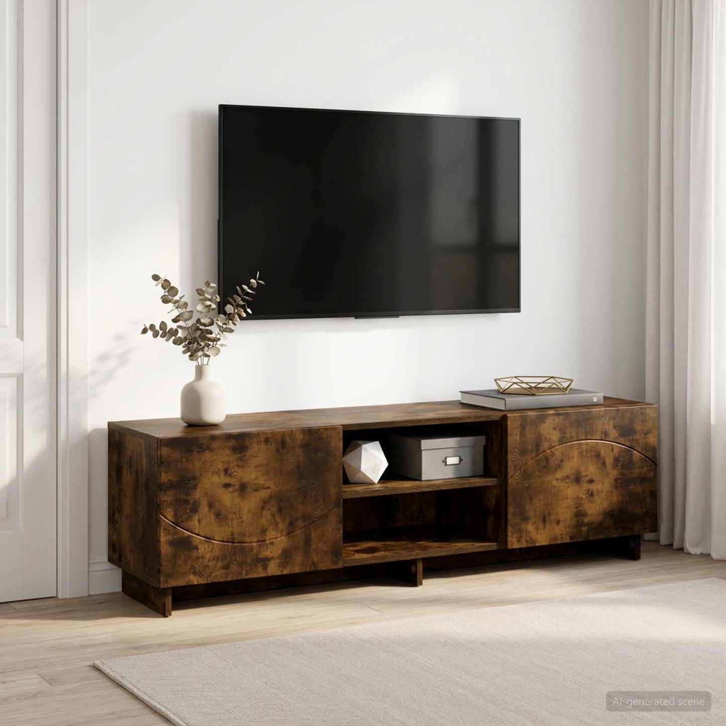 vidaXL Βάση TV 140 x 34.5 x 40 cm Καπνισμένο Ξύλο Δρυός