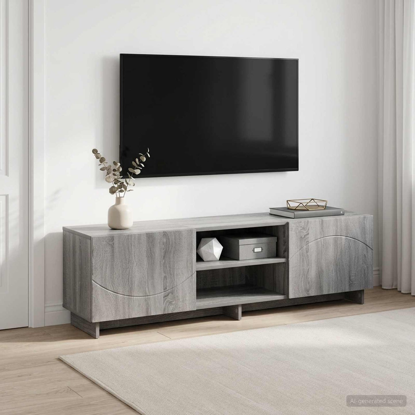 vidaXL Βάση TV 140 x 34.5 x 40 cm Γκρι Sonoma Επεξεργασμένο Ξύλο