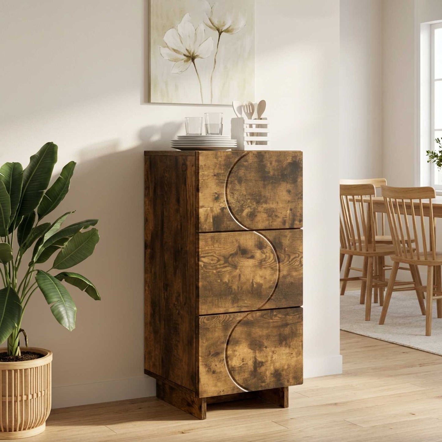 vidaXL Μπουφές Καπνισμένο Ξύλο Δρυός 33,5 x 34,5 x 75 εκ.