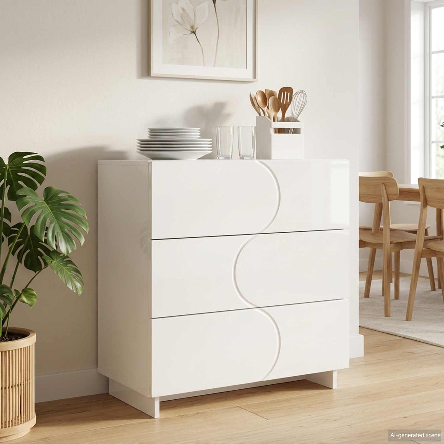 vidaXL Μπουφές Γυαλιστερό Λευκό 70 x 38 x 75 εκ. Επεξεργασμένο Ξύλο