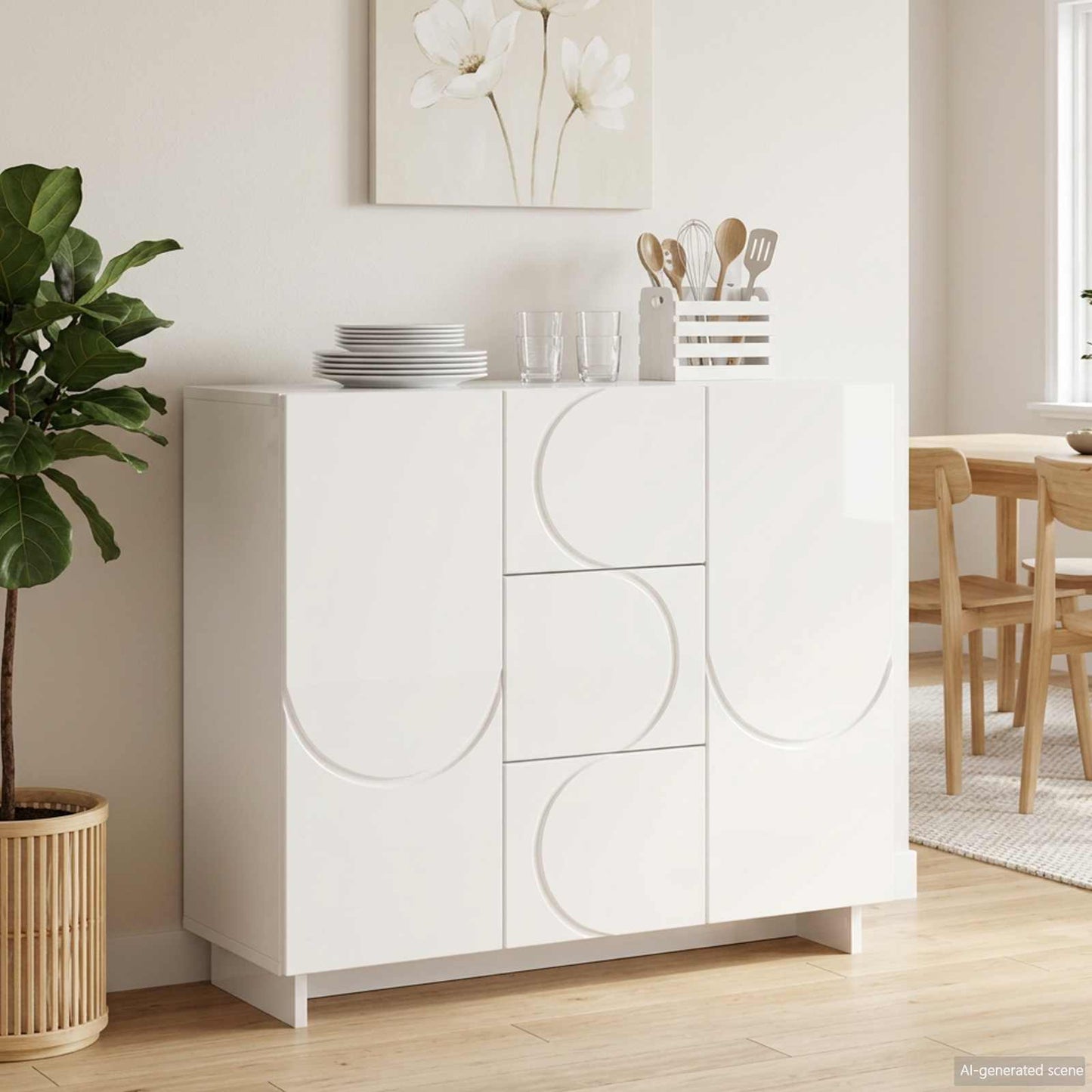 vidaXL Πλαϊνό γραφείο Γυαλιστερό Λευκό 85.5 x 31 x 75 εκ.
