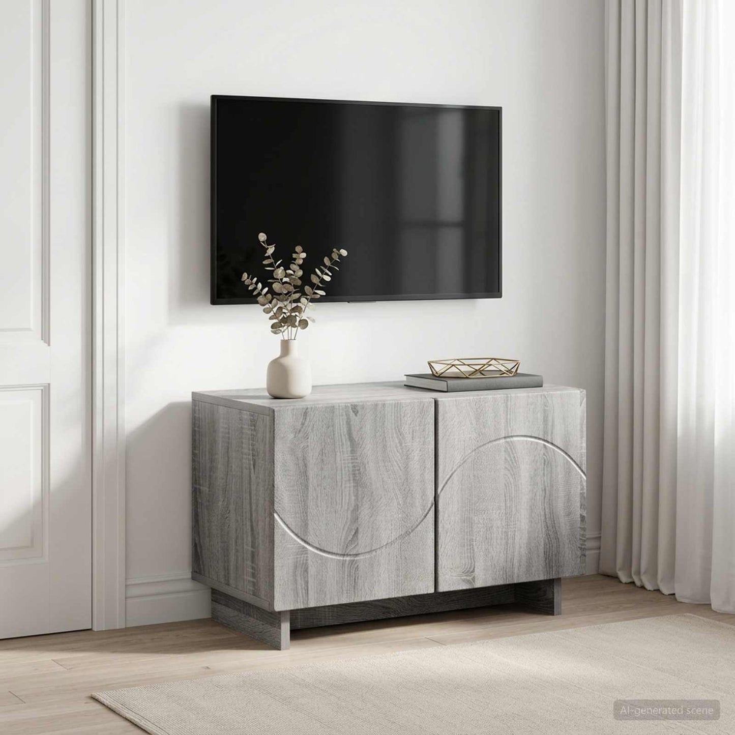 vidaXL Βάση TV 60 x 34.5 x 40 cm Γκρι Sonoma Επεξεργασμένο Ξύλο