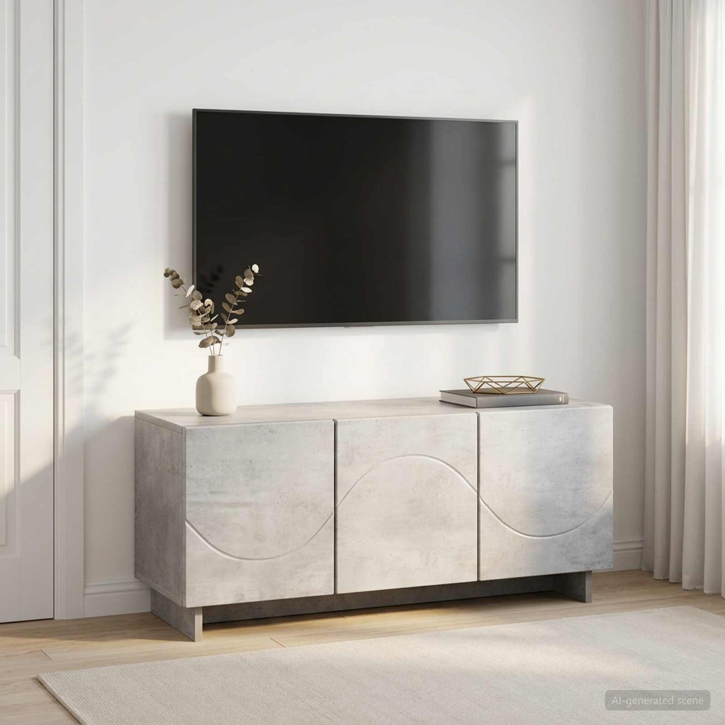 vidaXL Βάση TV 90 x 34.5 x 40 cm Γκρι Σκυροδέματος Επεξεργασμένο Ξύλο