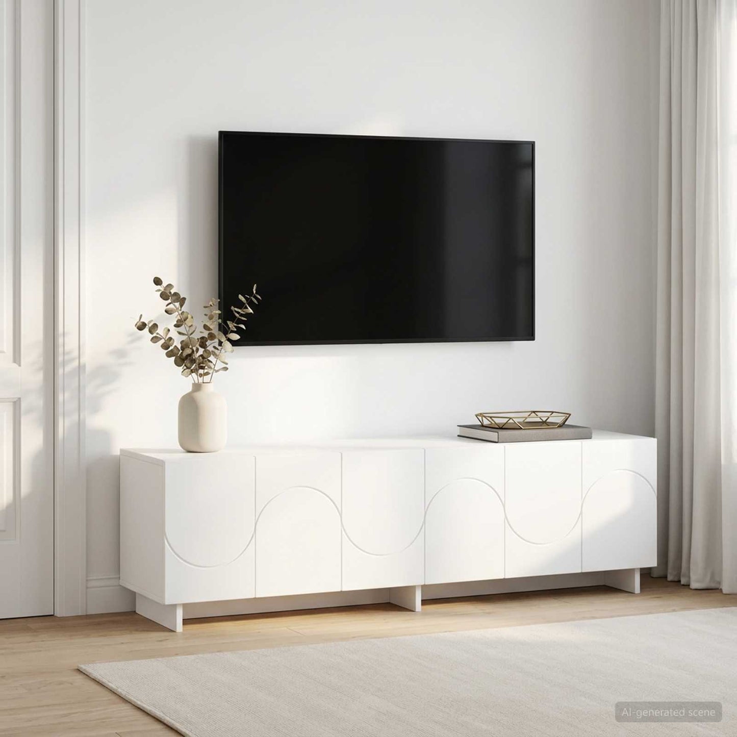 vidaXL Βάση TV 140 x 34.5 x 40 cm Λευκό Επεξεργασμένο Ξύλο