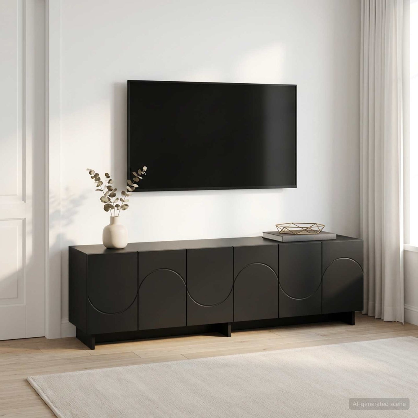 vidaXL Βάση TV 140 x 34.5 x 40 cm Μαύρο Επεξεργασμένο Ξύλο