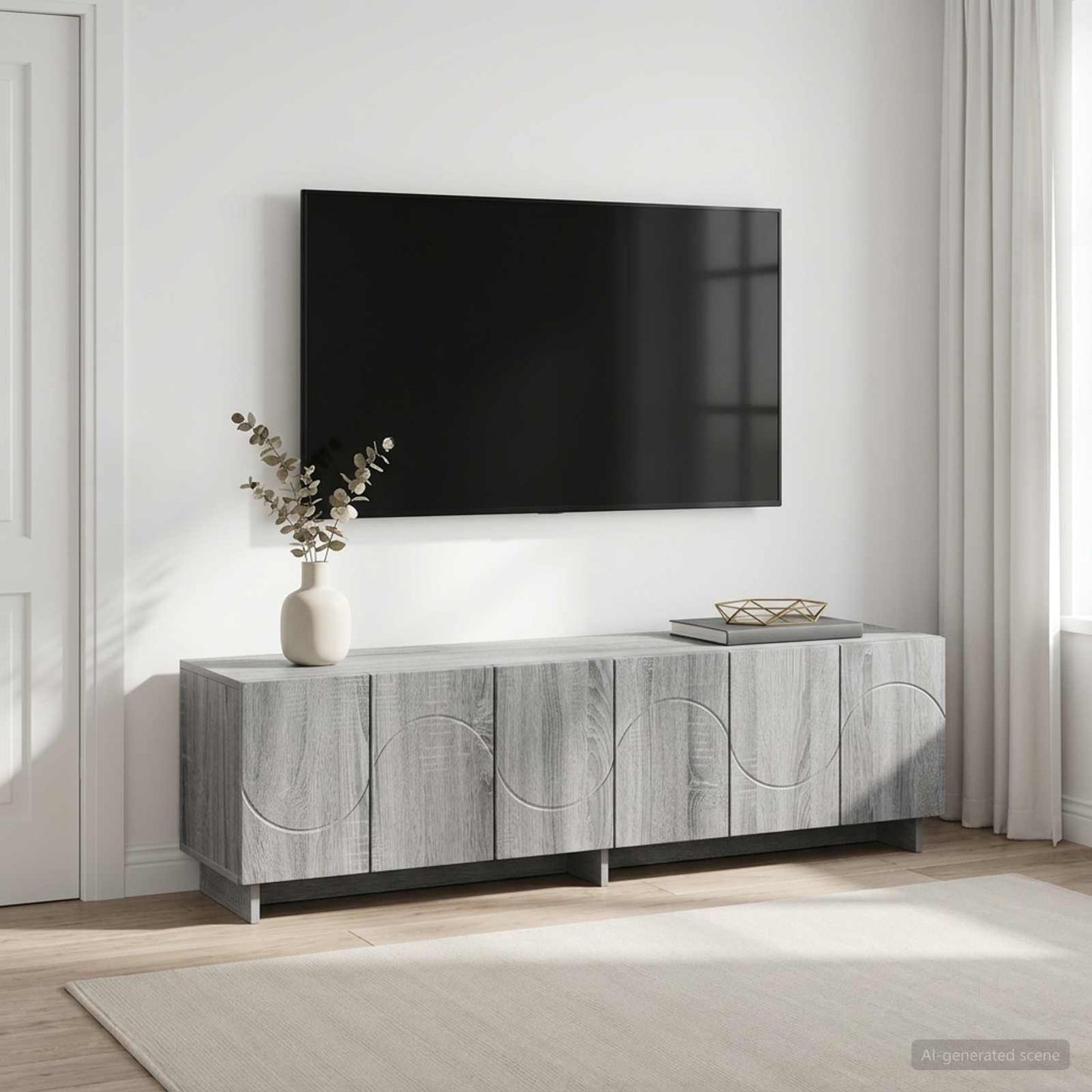 vidaXL Βάση TV 140 x 34.5 x 40 cm Γκρι Sonoma Επεξεργασμένο Ξύλο