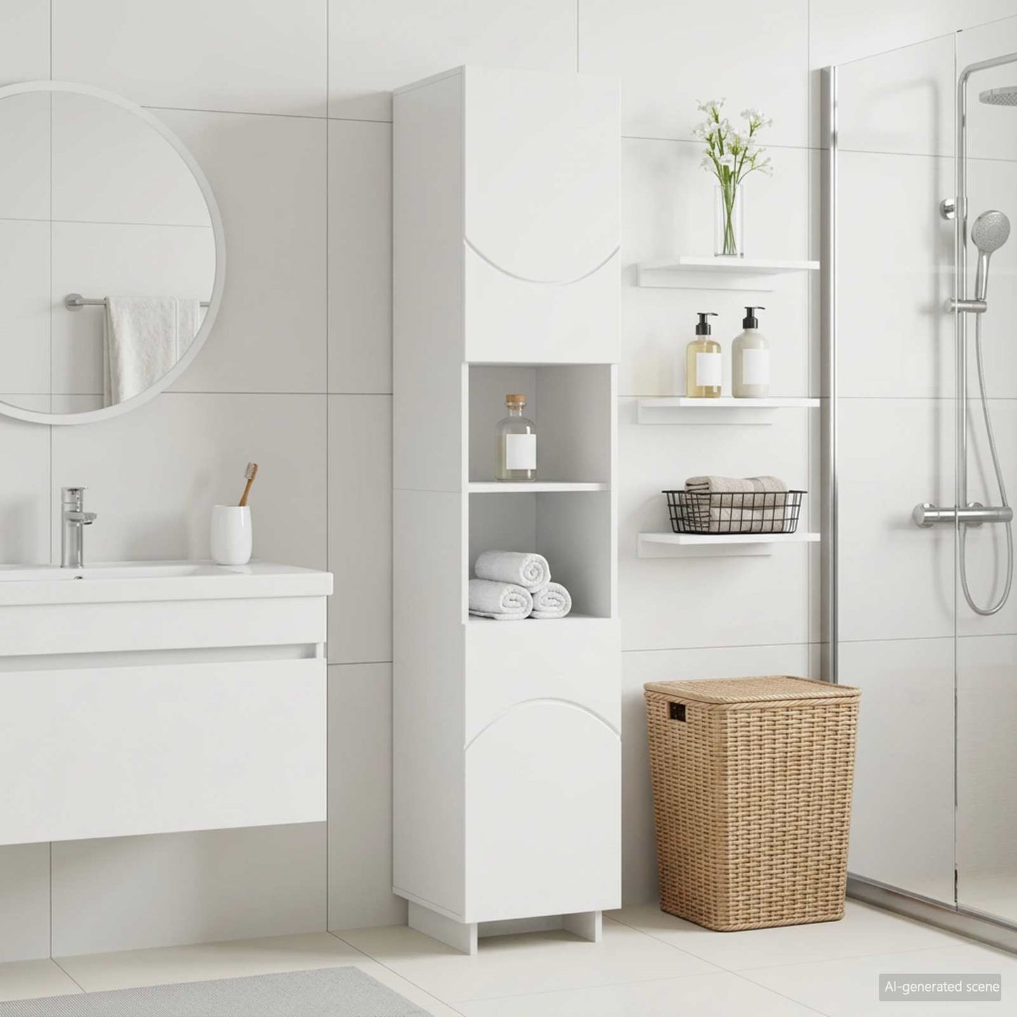 vidaXL Ντουλάπι μπάνιου Γυαλιστερό Λευκό 36,5 x 38 x 180 εκ.