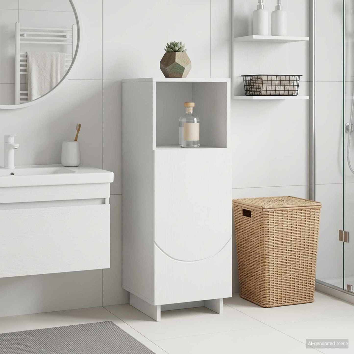 vidaXL Ντουλάπι μπάνιου Λευκό 36,5 x 38 x 95 cm Επεξεργασμένο Ξύλο