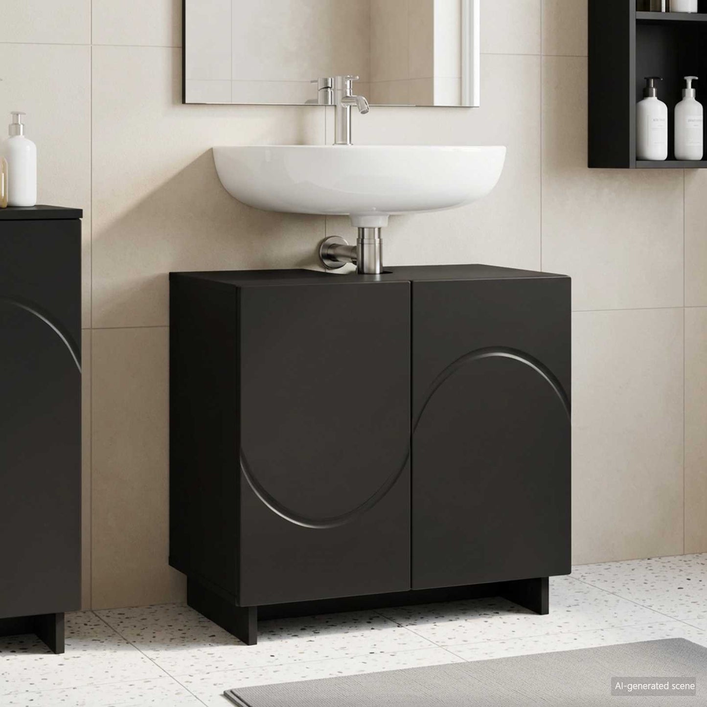 vidaXL Έπιπλο μπάνιου Μαύρο 60 x 41 x 58 cm Επεξεργασμένο Ξύλο