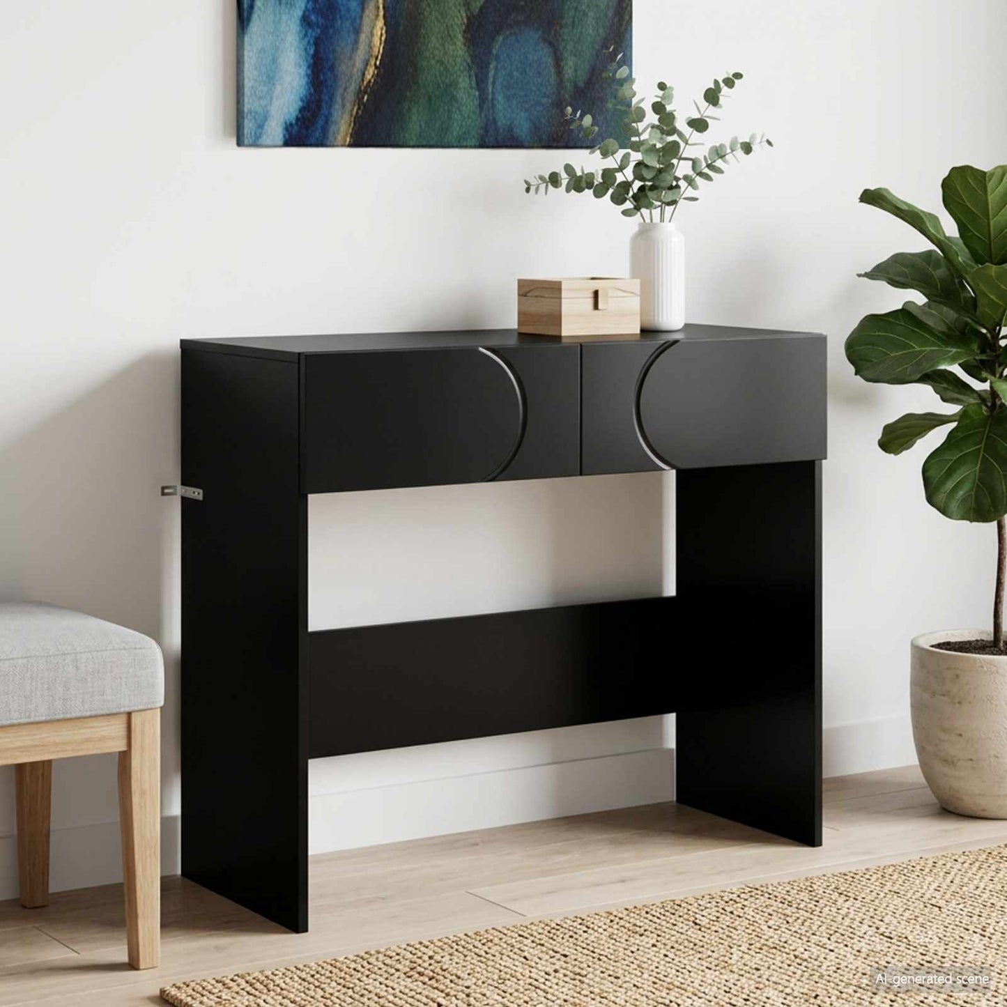 vidaXL Τραπέζι κονσόλας Μαύρο 96,5 x 38 x 75 εκ. Επεξεργασμένο Ξύλο