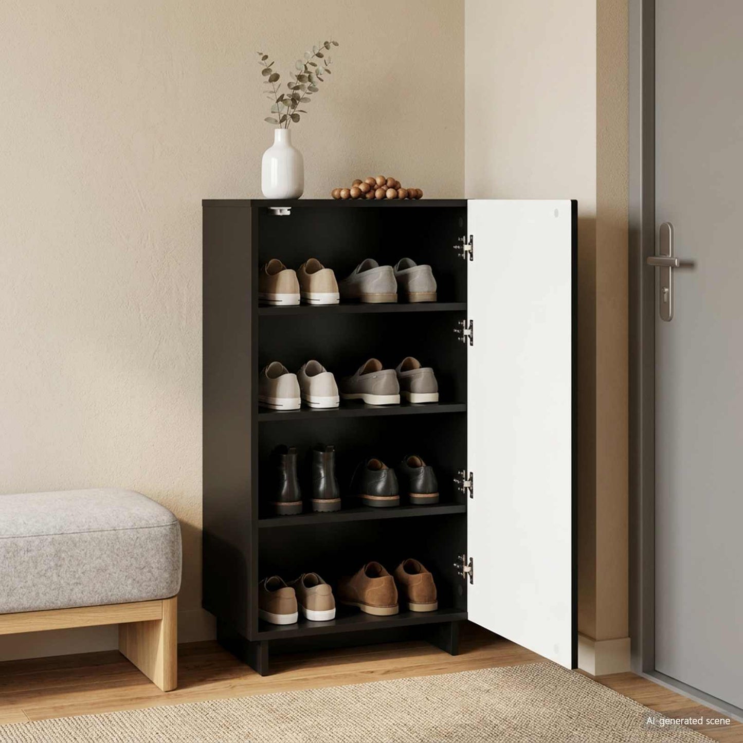 vidaXL Ντουλάπα Παπουτσιών 48 x 38 x 87,5 εκ. Επεξεργασμένο Ξύλο Μαύρο