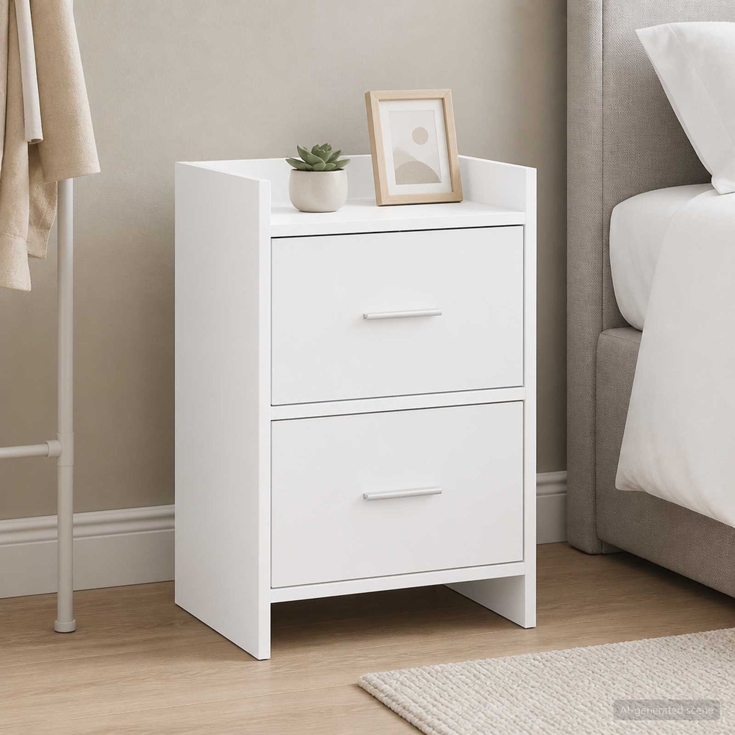 vidaXL Κομοδίνα 2 τμχ. Λευκό 40 x 30 x 60 cm Επεξεργασμένο Ξύλο