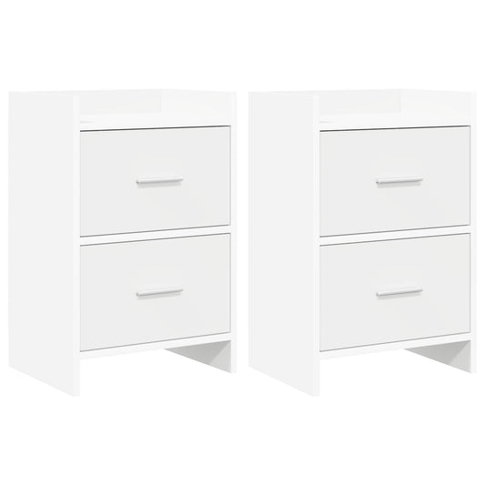 vidaXL Κομοδίνα 2 τμχ. Λευκό 40 x 30 x 60 cm Επεξεργασμένο Ξύλο