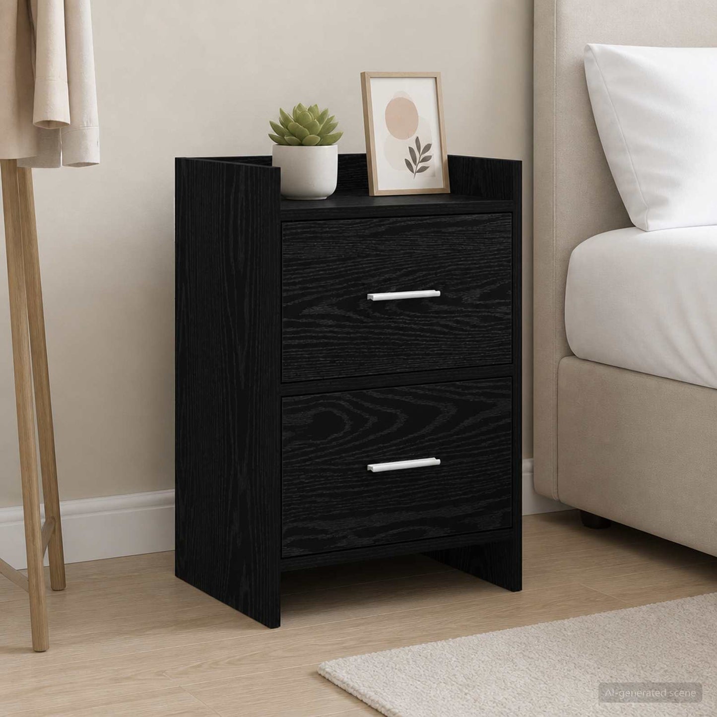 vidaXL Κομοδίνα Μαύρη Δρυς 40 x 30 x 60 cm Επεξεργασμένο Ξύλο