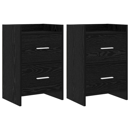 vidaXL Κομοδίνα 2 τμχ. Μαύρη Δρυς 40 x 30 x 60 cm Επεξεργασμένο Ξύλο