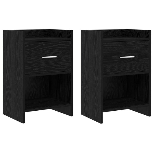 vidaXL Κομοδίνα 2 τμχ. Μαύρη Δρυς 40 x 30 x 60 cm Επεξεργασμένο Ξύλο