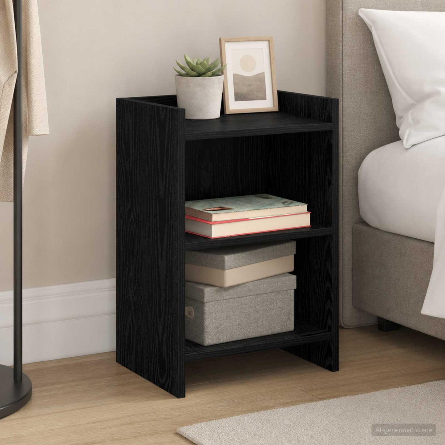 vidaXL Κομοδίνα Μαύρη Δρυς 40 x 30 x 60 cm Επεξεργασμένο Ξύλο