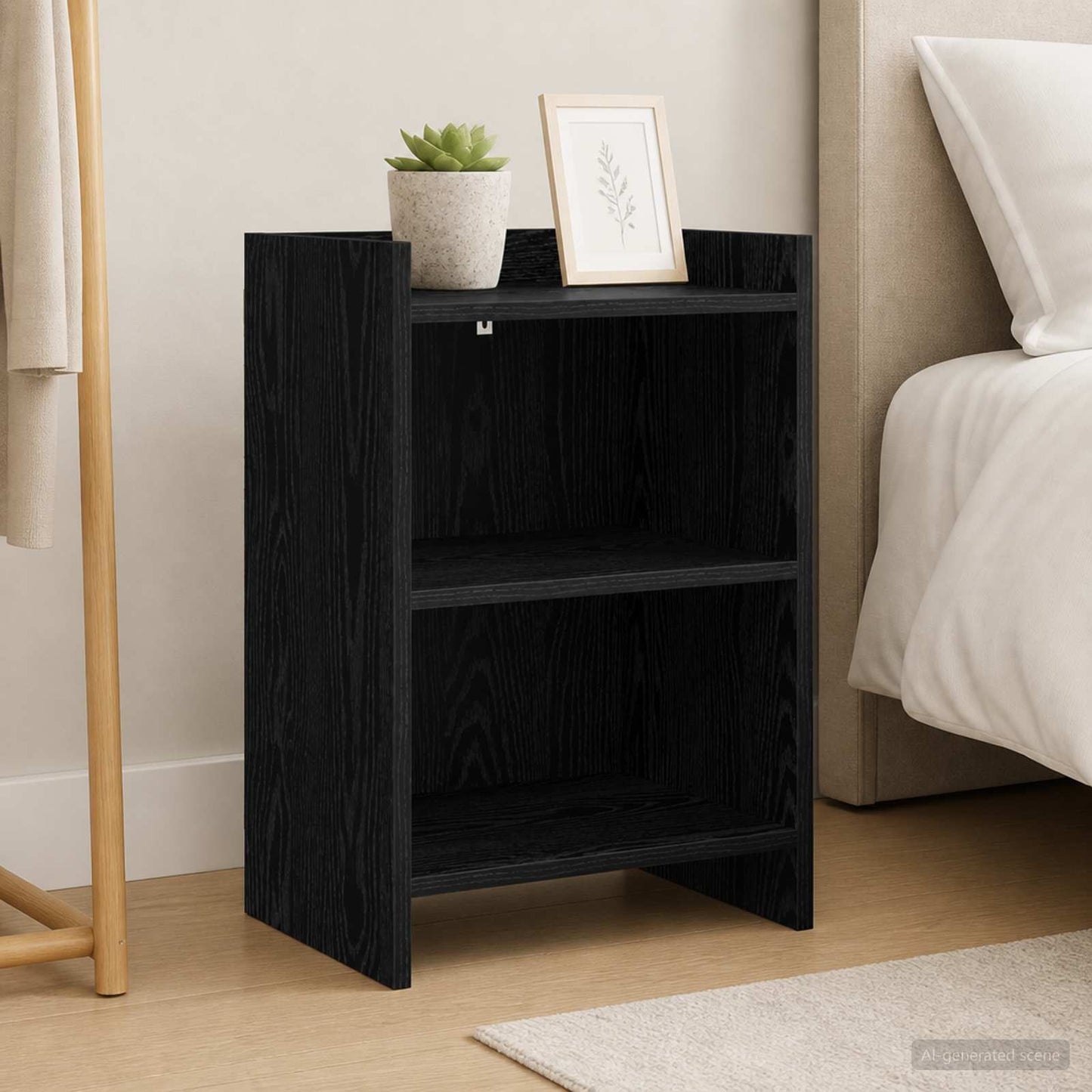 vidaXL Κομοδίνα Μαύρη Δρυς 40 x 30 x 60 cm Επεξεργασμένο Ξύλο