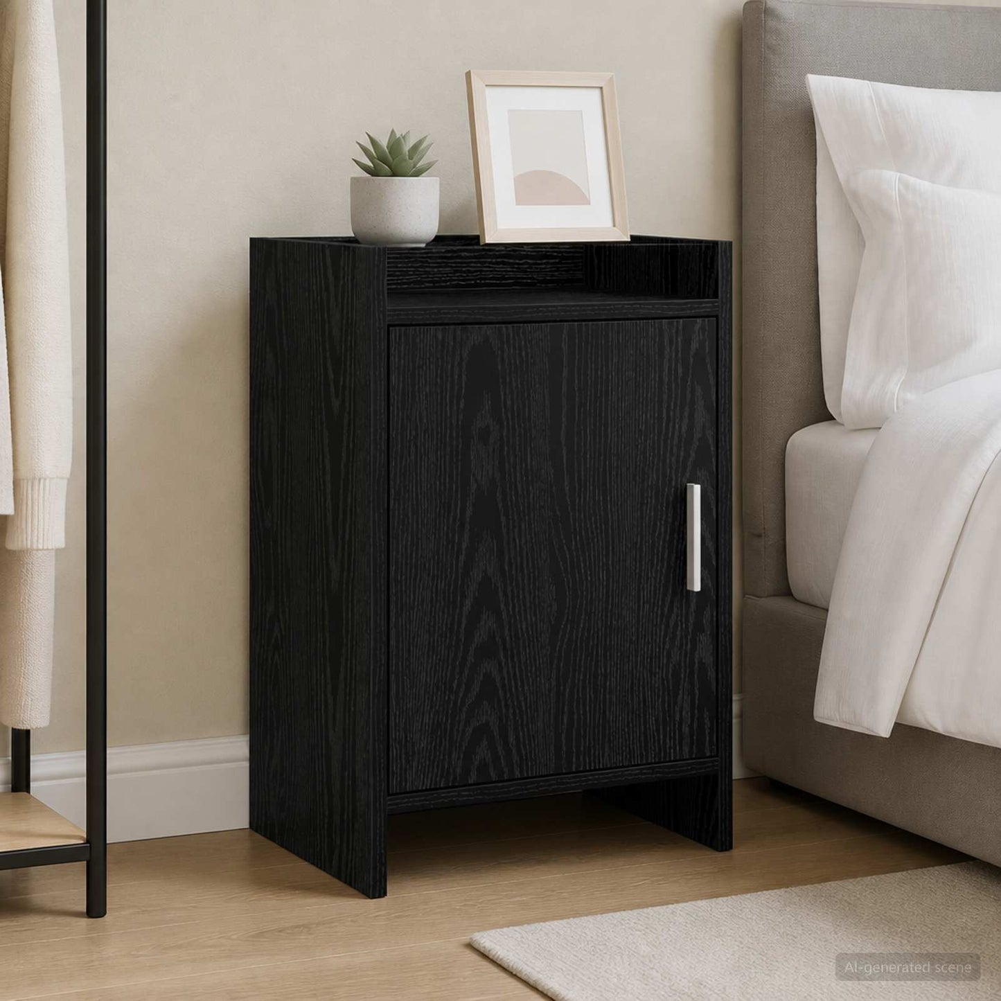 vidaXL Κομοδίνα Μαύρη Δρυς 40 x 30 x 60 cm Επεξεργασμένο Ξύλο