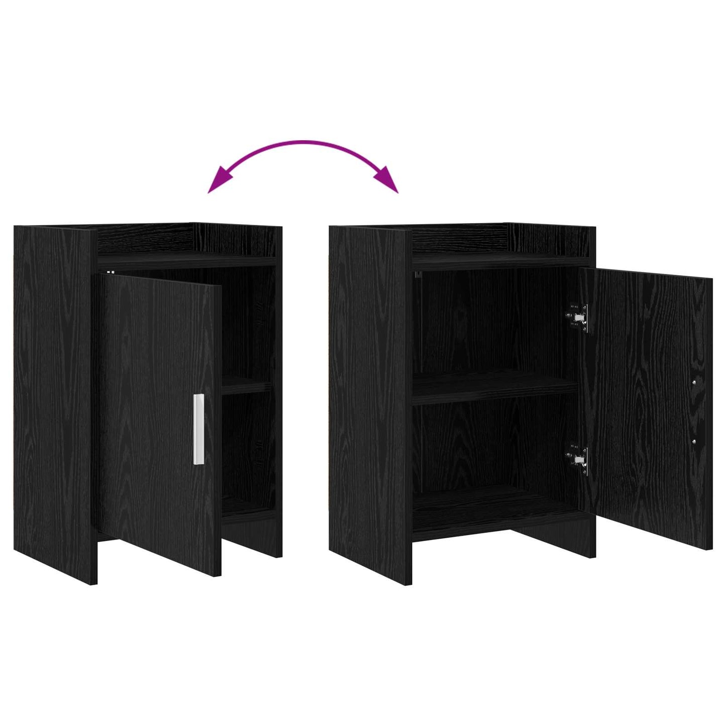 vidaXL Κομοδίνα 2 τμχ. Μαύρη Δρυς 40 x 30 x 60 cm Επεξεργασμένο Ξύλο