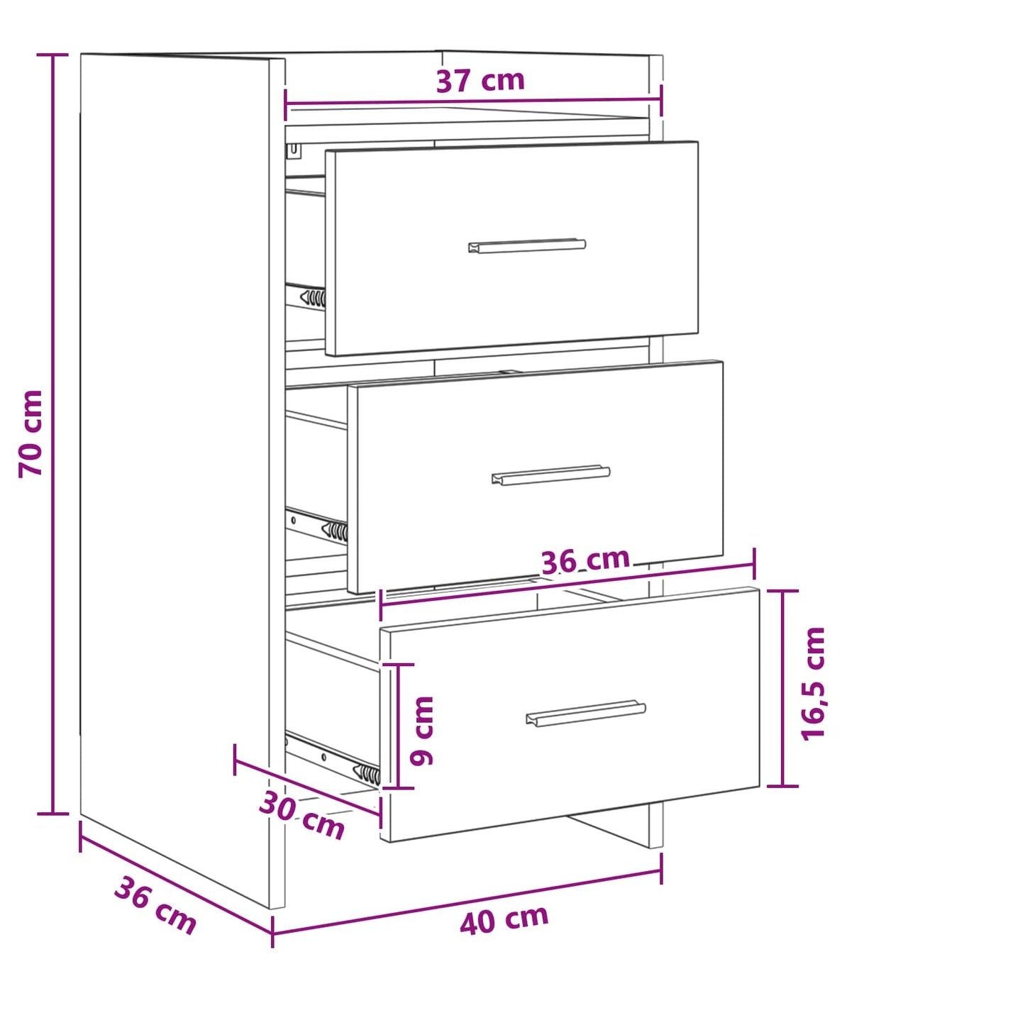 vidaXL Κομοδίνα Γκρι Sonoma 40 x 36 x 70 εκ. Επεξεργασμένο Ξύλο
