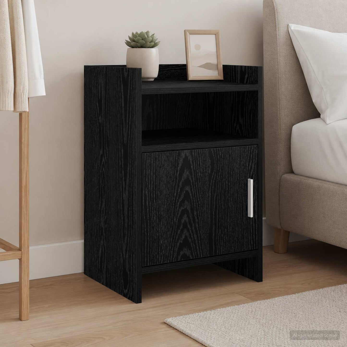 vidaXL Κομοδίνα 2 τμχ. Μαύρη Δρυς 40 x 36 x 60 εκ Επεξεργασμένο Ξύλο