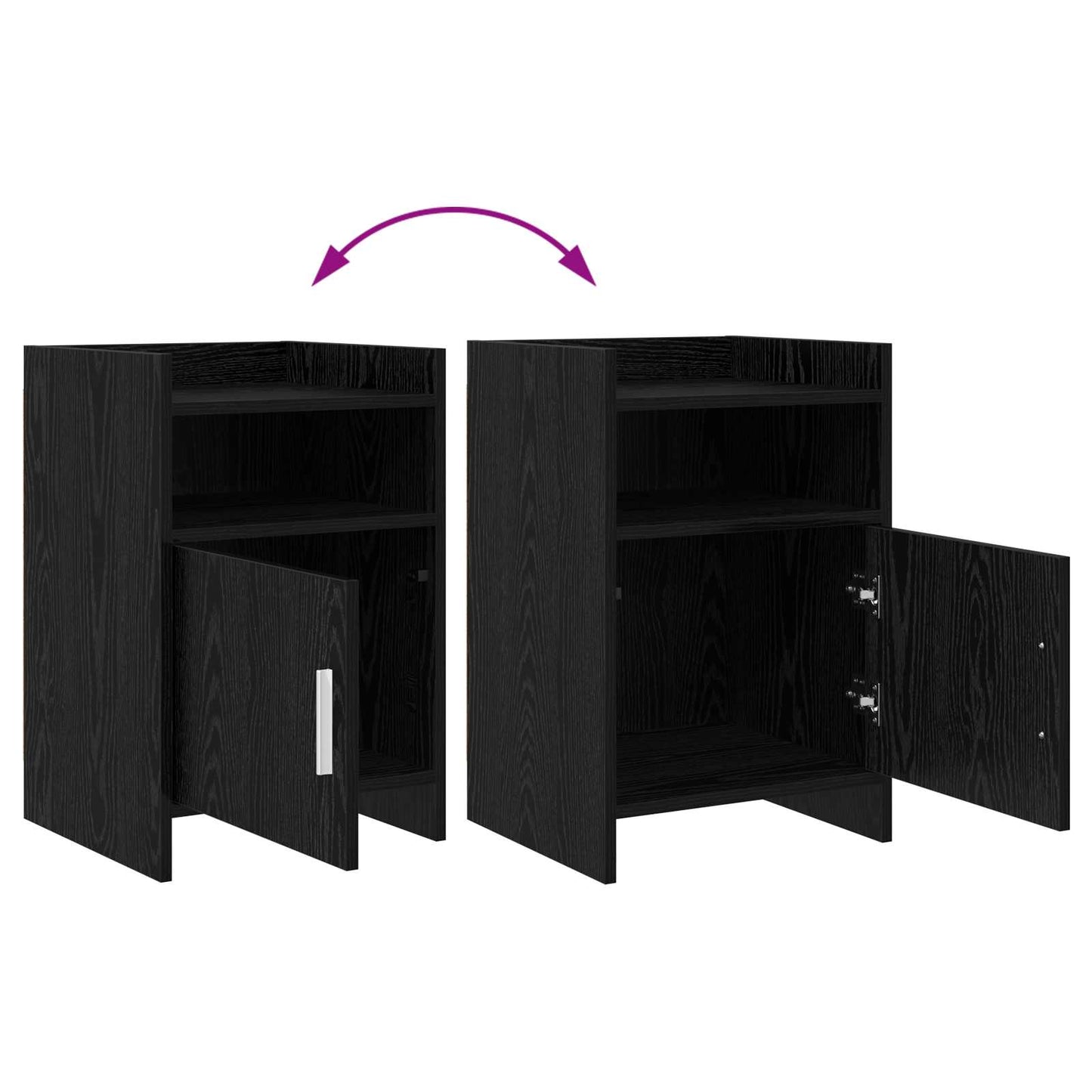 vidaXL Κομοδίνα 2 τμχ. Μαύρη Δρυς 40 x 36 x 60 εκ Επεξεργασμένο Ξύλο