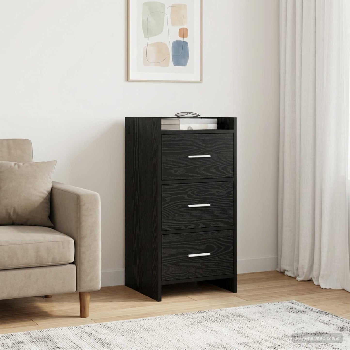 vidaXL Πλαϊνό γραφείο Μαύρη Δρυς 40 x 36 x 80 εκ Επεξεργασμένο Ξύλο