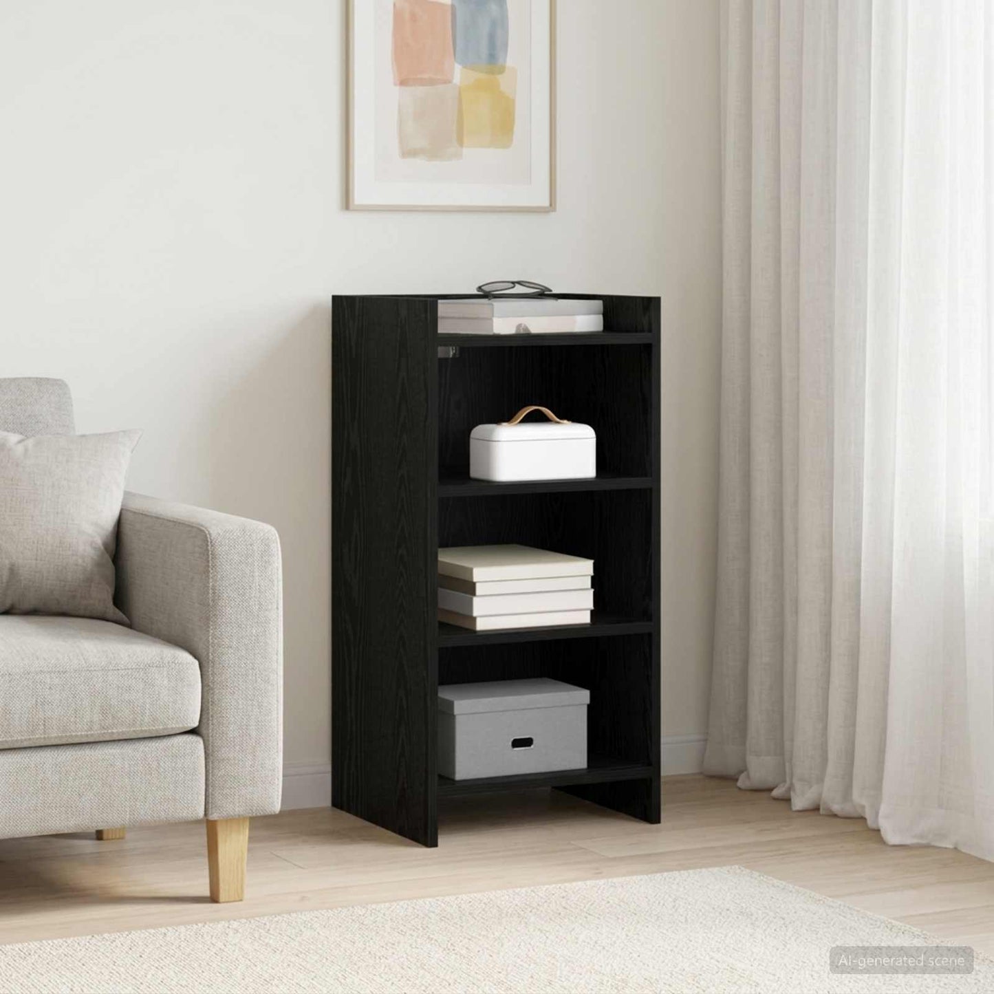 vidaXL Πλαϊνό γραφείο Μαύρη Δρυς 40 x 36 x 80 εκ Επεξεργασμένο Ξύλο