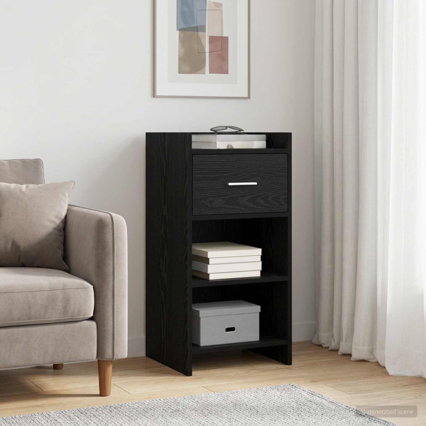 vidaXL Πλαϊνό γραφείο Μαύρη Δρυς 40 x 36 x 80 εκ Επεξεργασμένο Ξύλο