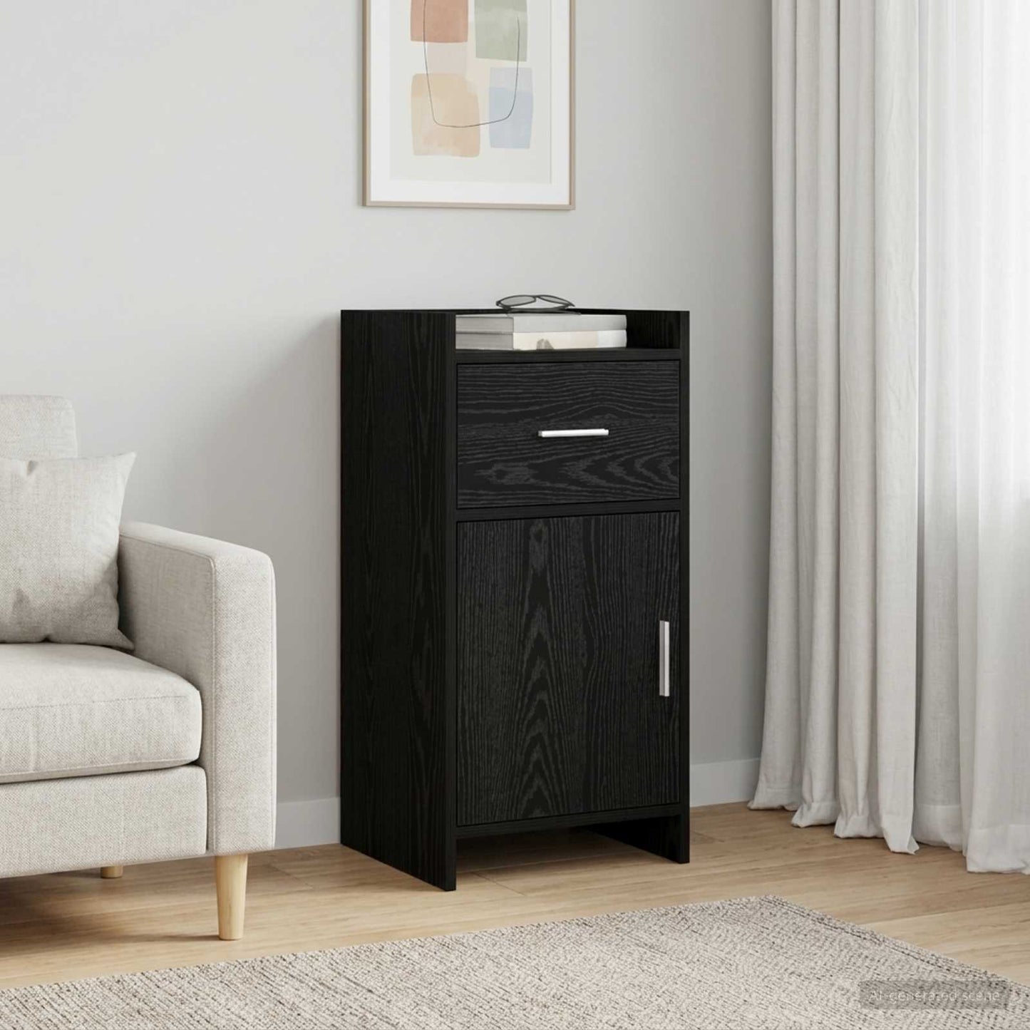 vidaXL Πλαϊνό γραφείο Μαύρη Δρυς 40 x 36 x 80 εκ Επεξεργασμένο Ξύλο