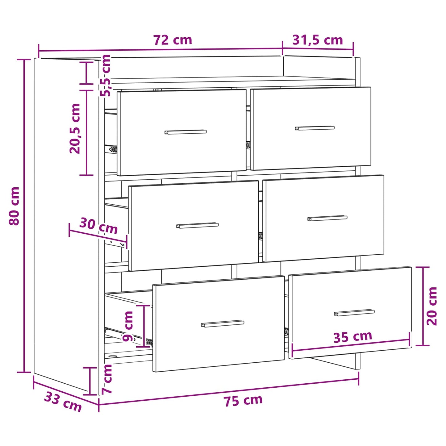 vidaXL Πλαϊνό γραφείο Παλαιωμένο ξύλο 75 x 33 x 80 εκ