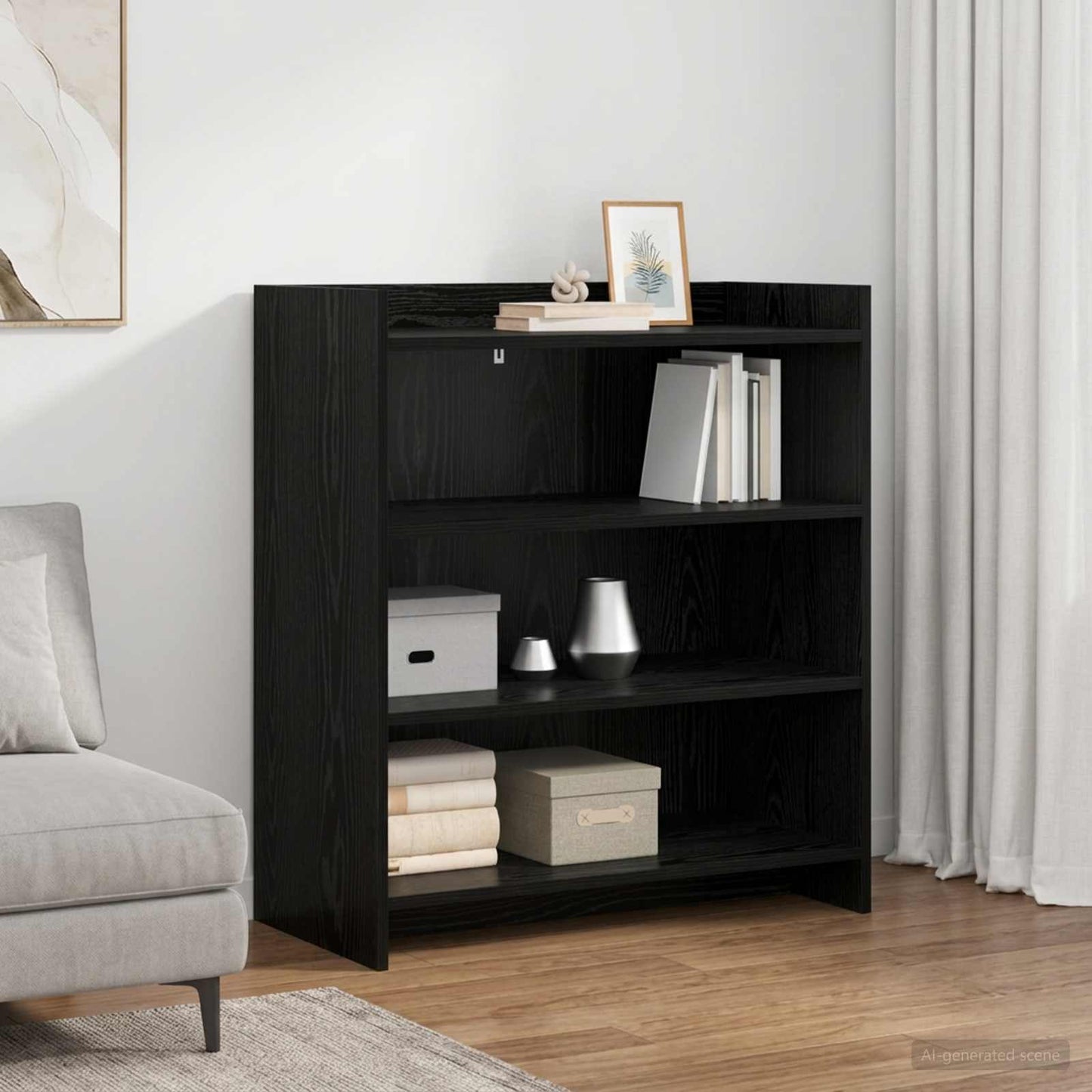 vidaXL Πλαϊνό γραφείο Μαύρη Δρυς 75 x 36 x 80 εκ Επεξεργασμένο Ξύλο
