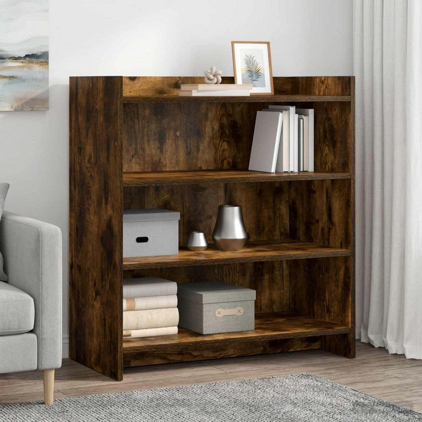 vidaXL Πλαϊνό γραφείο Καπνισμένο Ξύλο Δρυός 75 x 36 x 80 εκ
