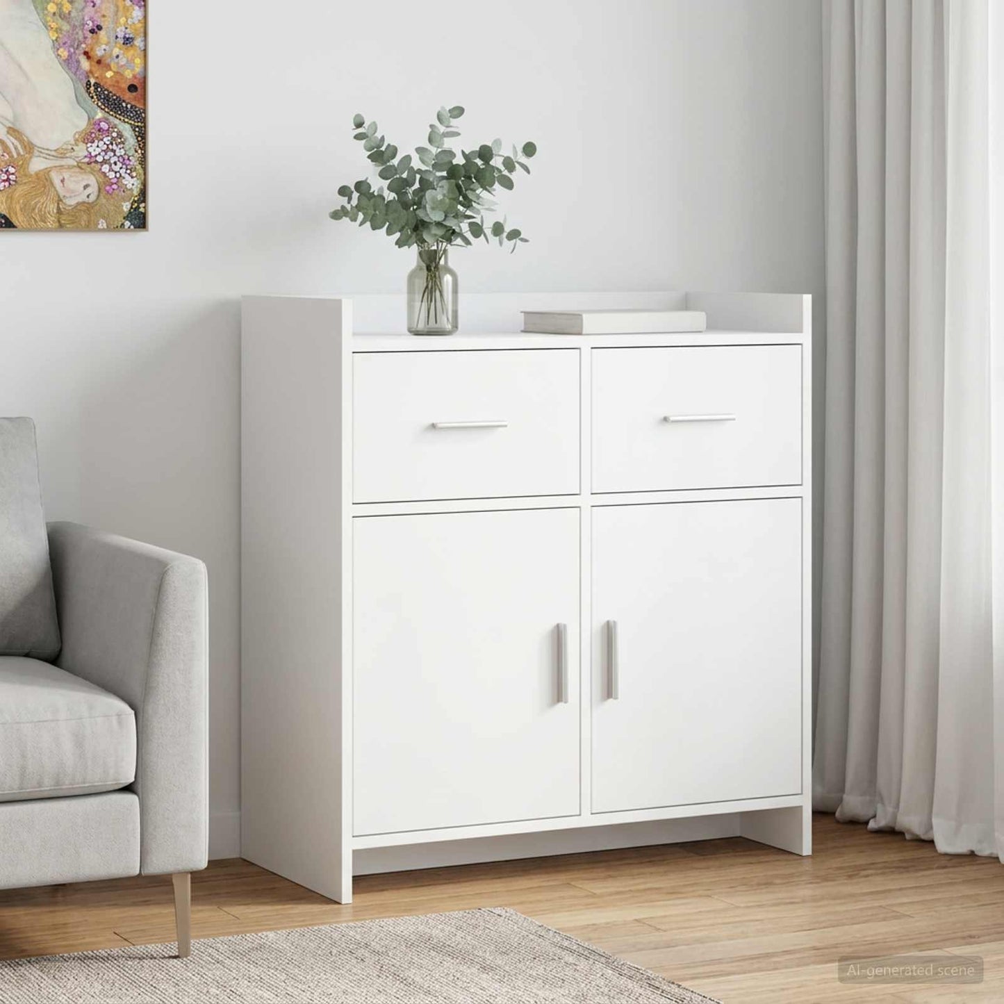 vidaXL Πλαϊνό γραφείο Λευκό 75 x 36 x 80 εκ Επεξεργασμένο Ξύλο