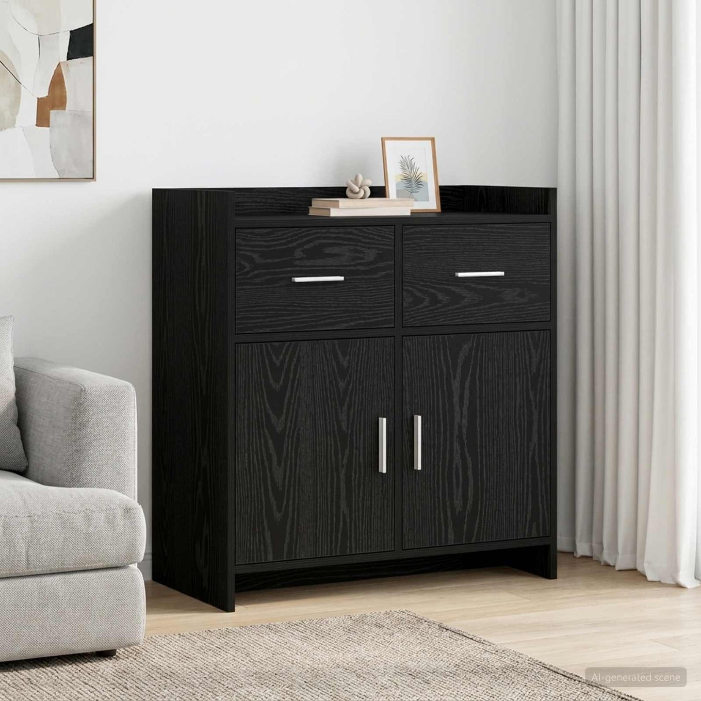 vidaXL Πλαϊνό γραφείο Μαύρη Δρυς 75 x 36 x 80 εκ Επεξεργασμένο Ξύλο