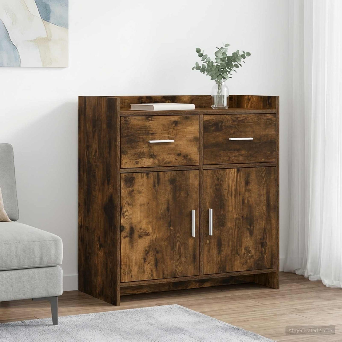 vidaXL Πλαϊνό γραφείο Καπνισμένο Ξύλο Δρυός 75 x 36 x 80 εκ