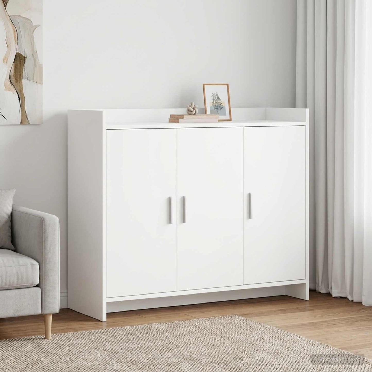 vidaXL Πλαϊνό γραφείο Λευκό 98,5 x 33 x 80 εκ Επεξεργασμένο Ξύλο