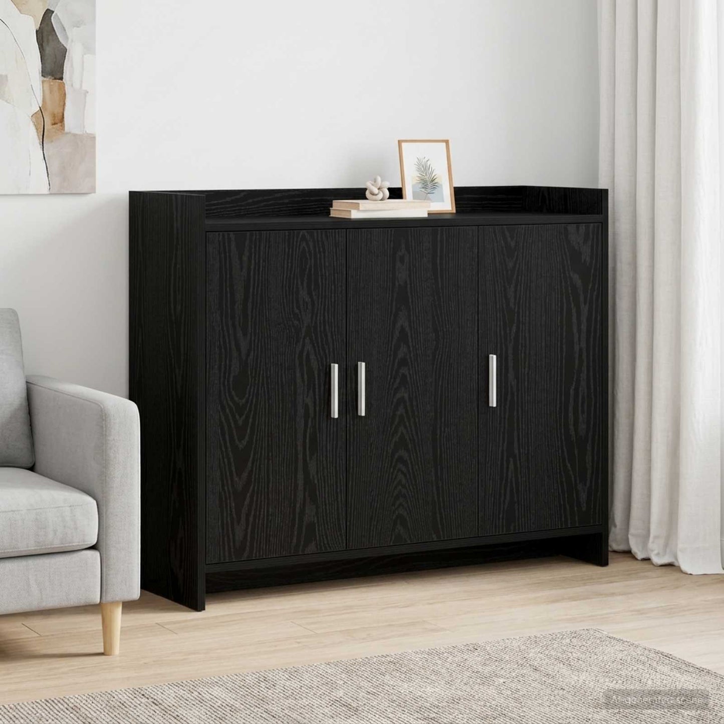 vidaXL Πλαϊνό γραφείο Μαύρη Δρυς 98,5 x 33 x 80 εκ Επεξεργασμένο Ξύλο