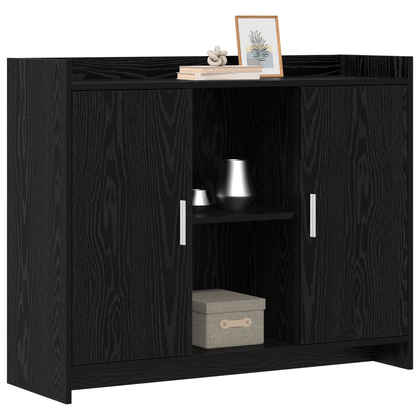 vidaXL Πλαϊνό γραφείο Black Oak 98,5 x 33 x 80 εκ Επεξεργασμένο Ξύλο