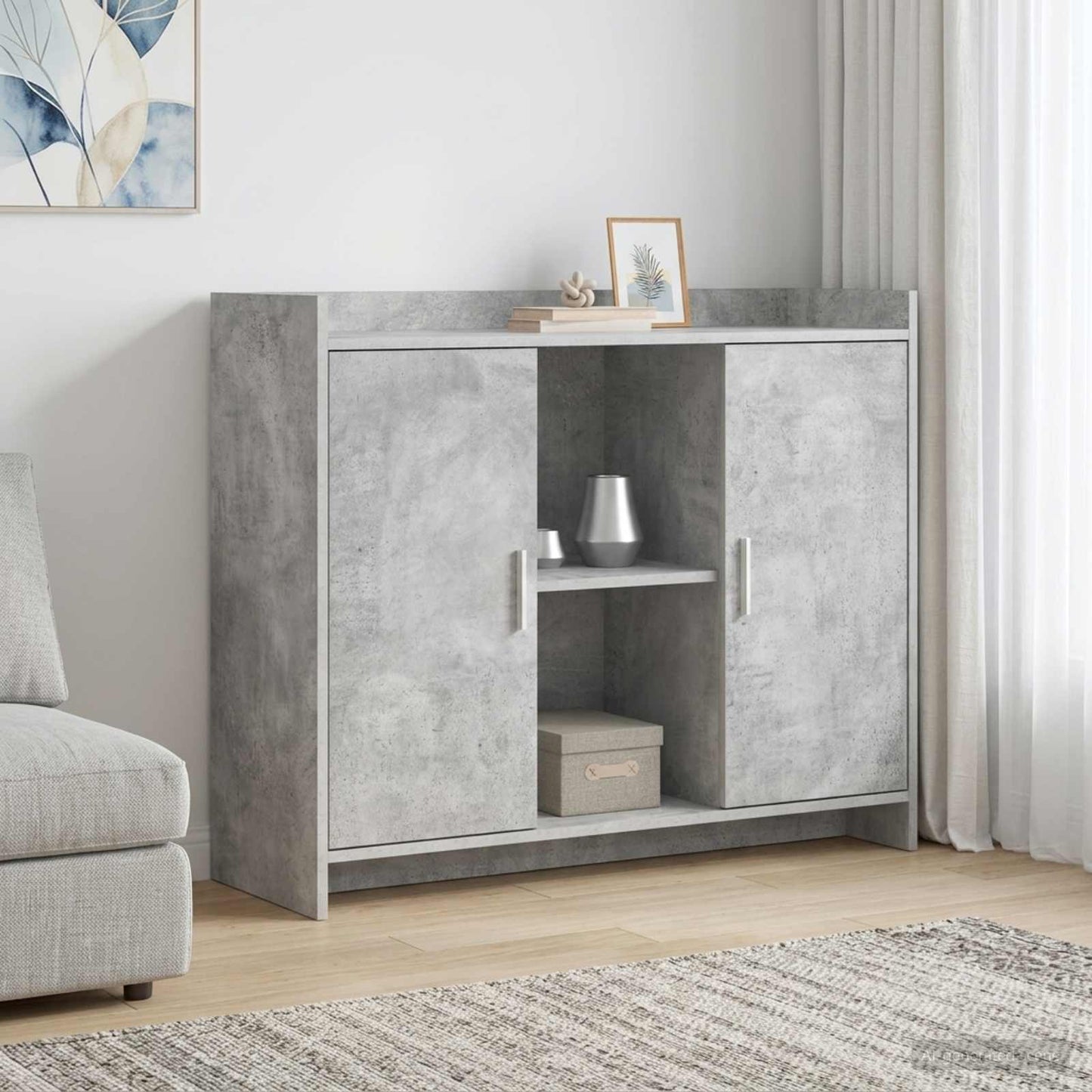 vidaXL Πλαϊνό γραφείο Concrete Grey 98,5 x 33 x 80 εκ
