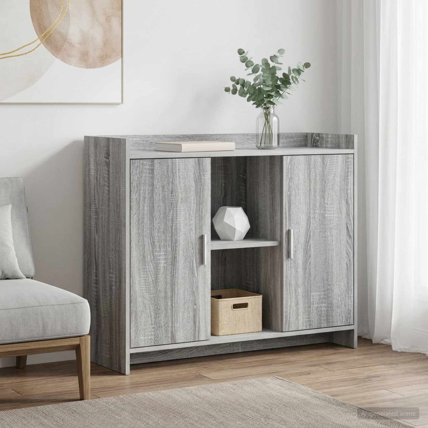 vidaXL Πλαϊνό γραφείο Grey Sonoma 98,5 x 33 x 80 εκ Επεξεργασμένο Ξύλο