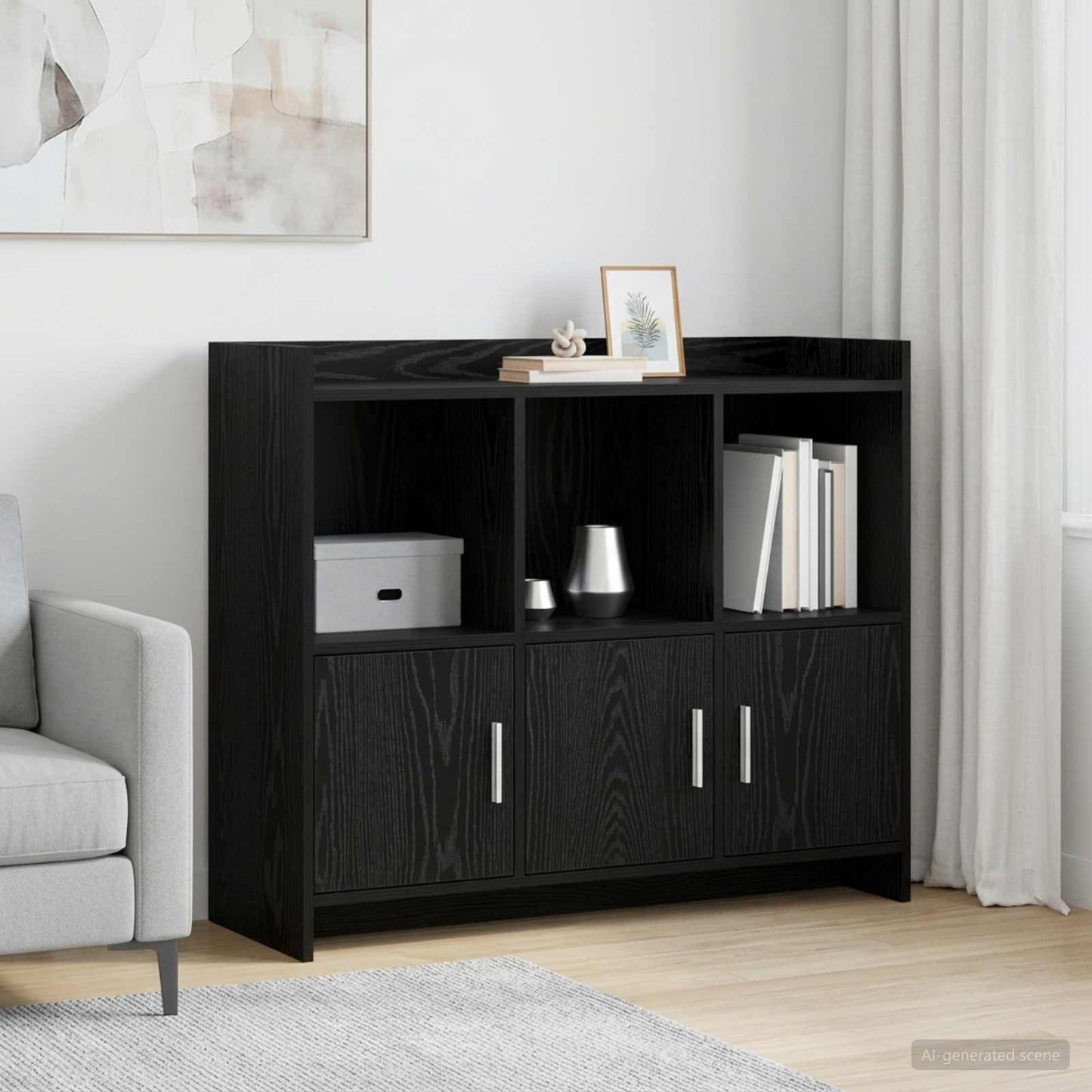 vidaXL Πλαϊνό γραφείο Μαύρη Δρυς 98,5 x 33 x 80 εκ Επεξεργασμένο Ξύλο