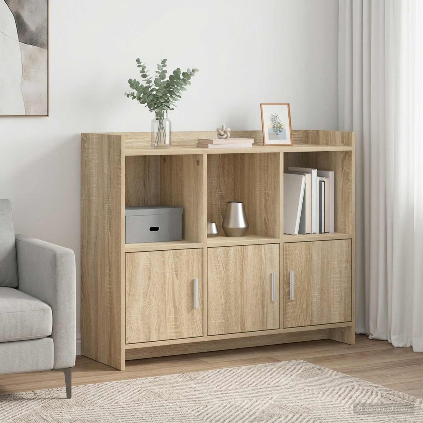 vidaXL Πλαϊνό γραφείο Sonoma Δρυς 98,5 x 33 x 80 εκ Επεξεργασμένο Ξύλο