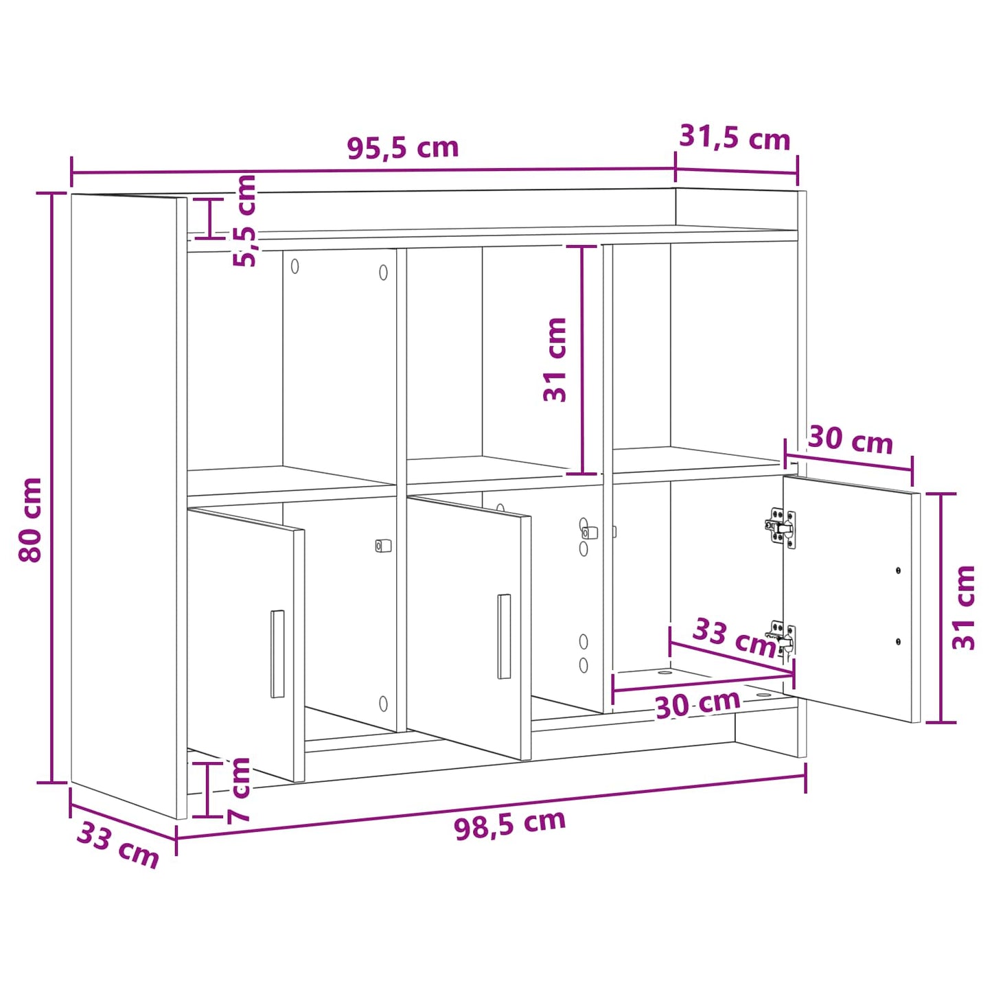 vidaXL Πλαϊνό γραφείο Γκρι Σκυροδέματος 98,5 x 33 x 80 εκ